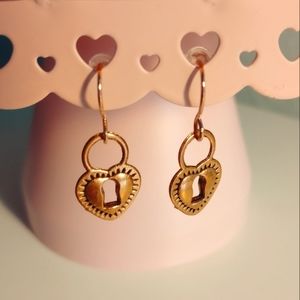 Handmade Copper-tone Heart Locket Dangle Earrings